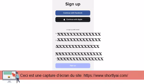 S'inscrire sur Shortlyai