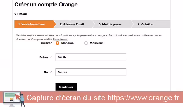 Entrer coordonnées de votre adresse mail Orange secondaire 