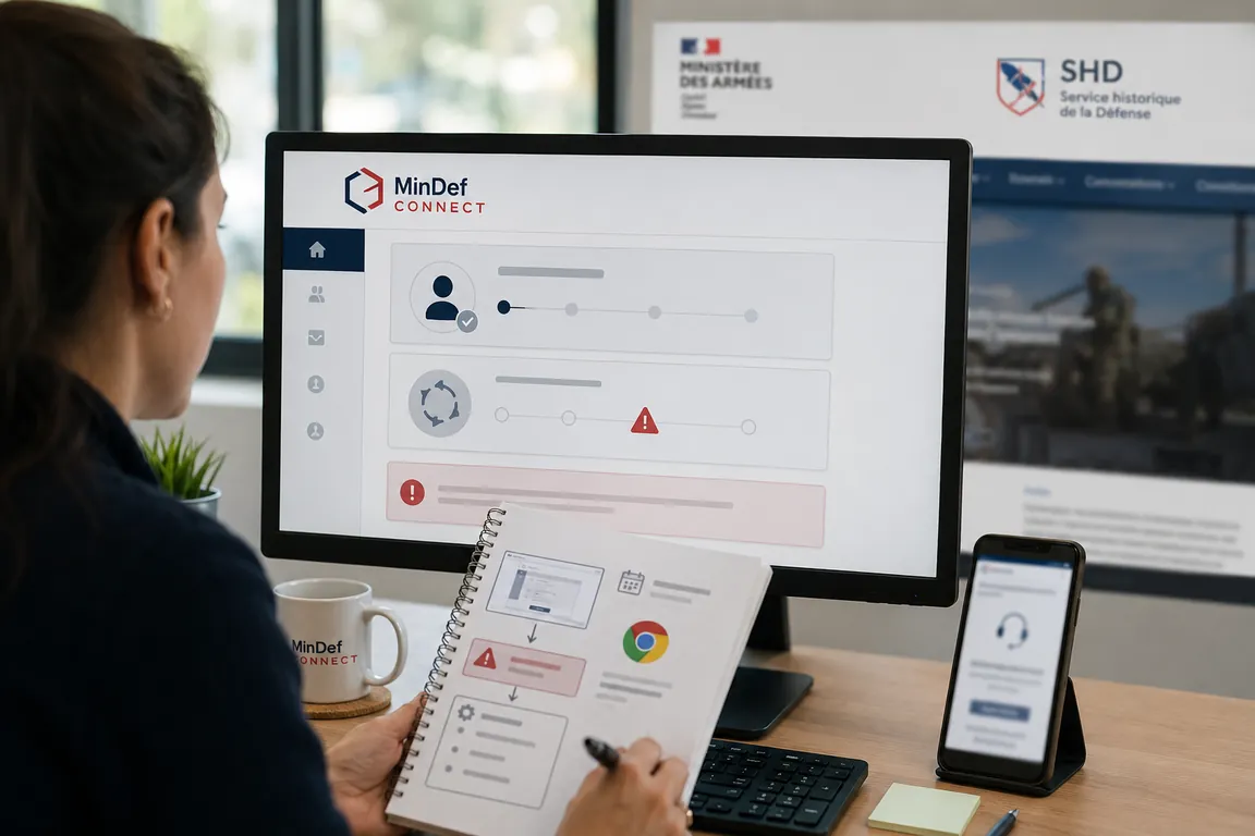 Compte MinDef Connect créé mais démarche administrative bloquée sur le service officiel