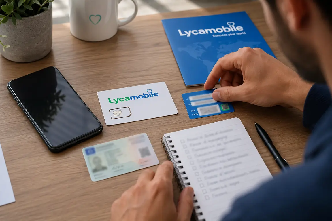 Préparation des informations pour enregistrer une carte SIM Lycamobile