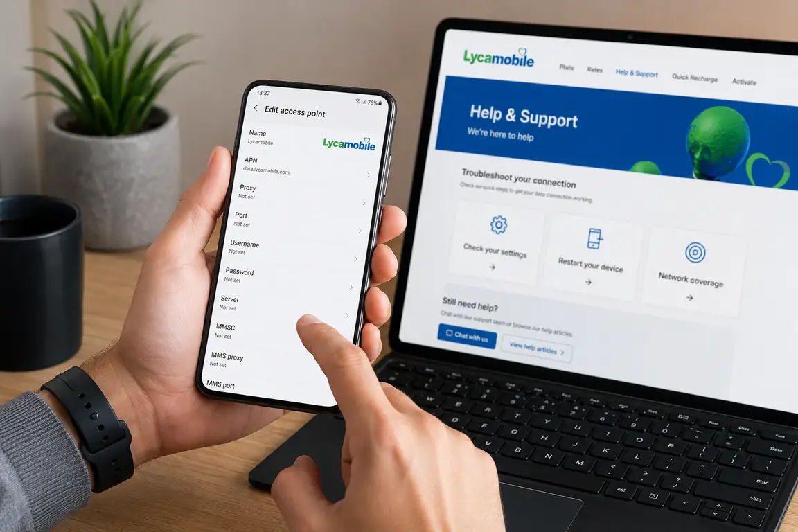 Réglage d’internet mobile Lycamobile en 4G ou 5G sur smartphone