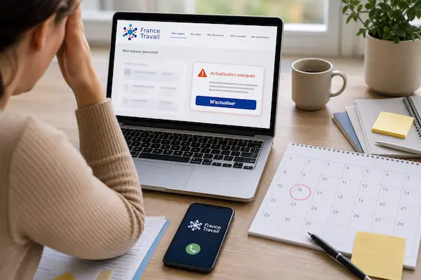 Oubli d’actualisation France Travail et réinscription